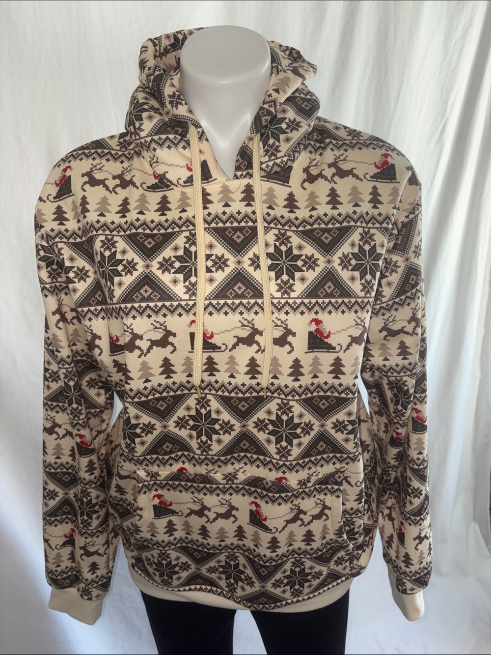 Faze 1 Cream Holiday Hoodie with Reindeer Motif